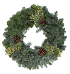 Mixed Noble Fir With Cone Wreath 3 Cones