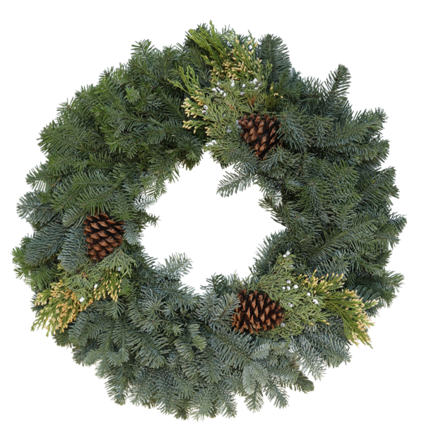 Mixed Noble Fir With Cone Wreath 3 Cones