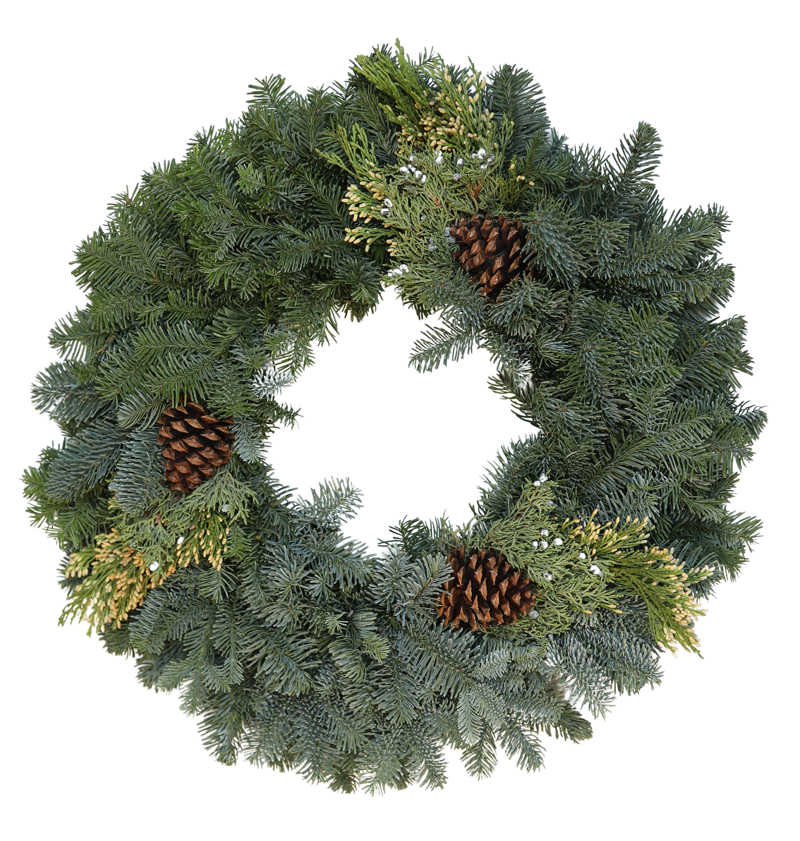Mixed Noble Fir With Cone Wreath 3 Cones