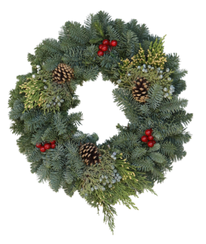 Mixed Noble Fir With Cones And Berries Candle Ring