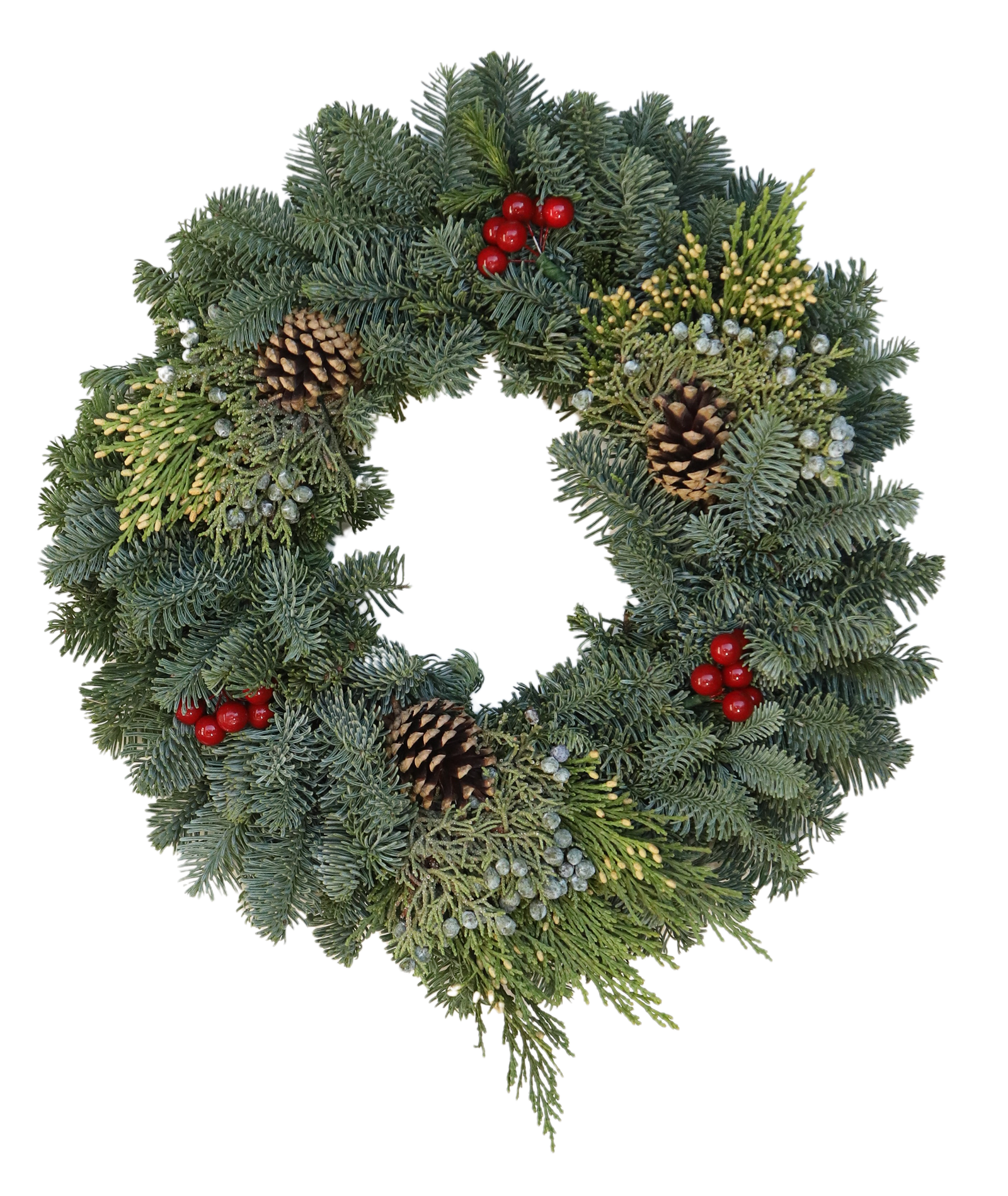 Mixed Noble Fir With Cones And Berries Candle Ring