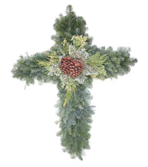 Mixed Noble Fir With Cones Cross Wreath