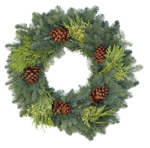 Mixed Noble Fir With Cones Wreath 5 Cones