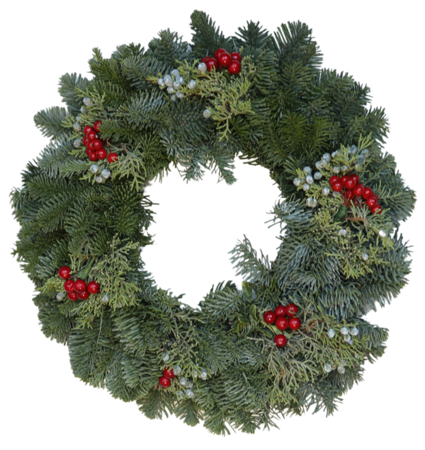 Plain Noble Fir Wreath With Berries And Juniper