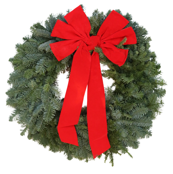 Plain Noble Fir Wreath With Red Bow
